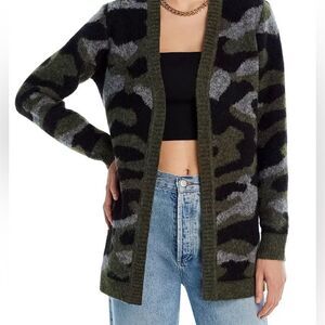 Bloomingdale’s Aqua Modern Camouflage Open Front Cardigan NWT Size Medium
